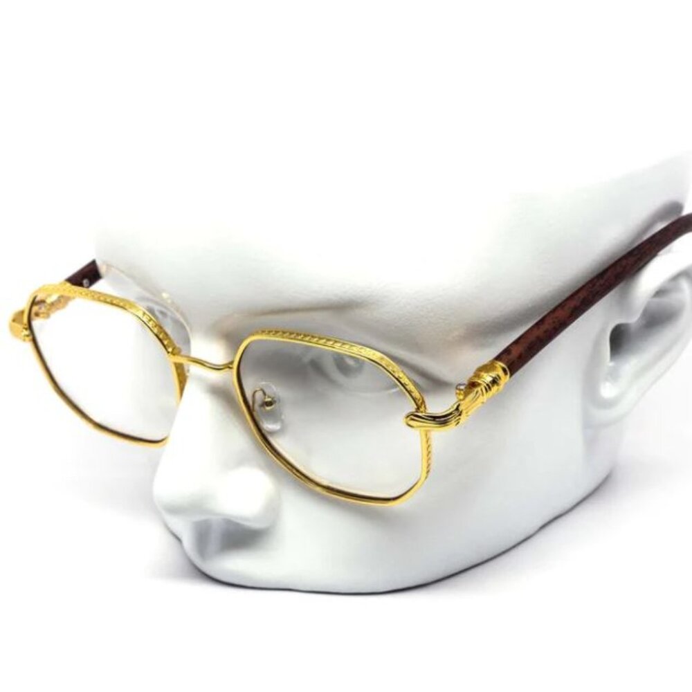 Men Sunglasses Clear Lens Gold Frame Luxury Retro Shades Metal‎ Lentes Gafas New